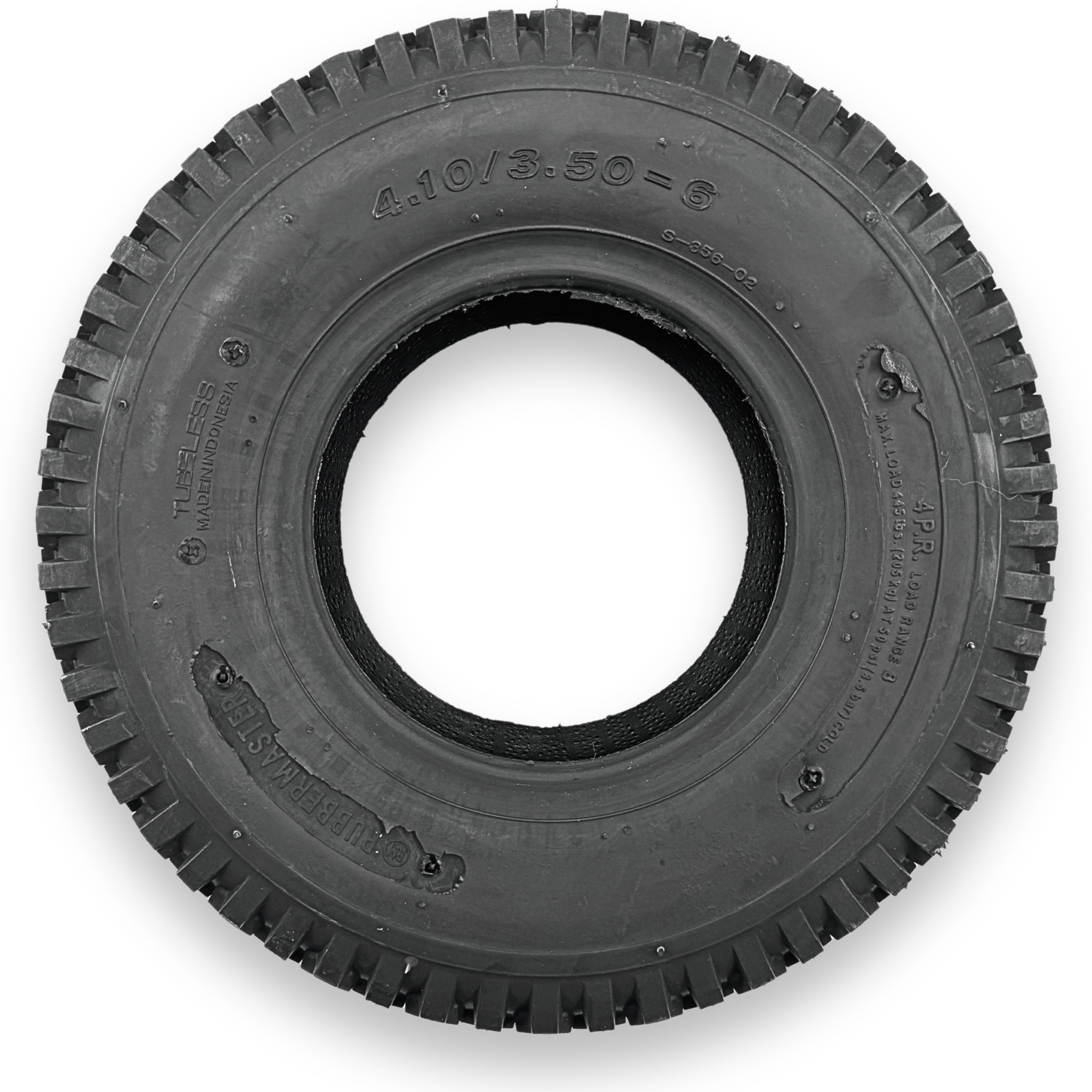 RubberMaster 4-Ply Tubeless Low-Speed Tire, 4.10/3.50-6, Model# 450089